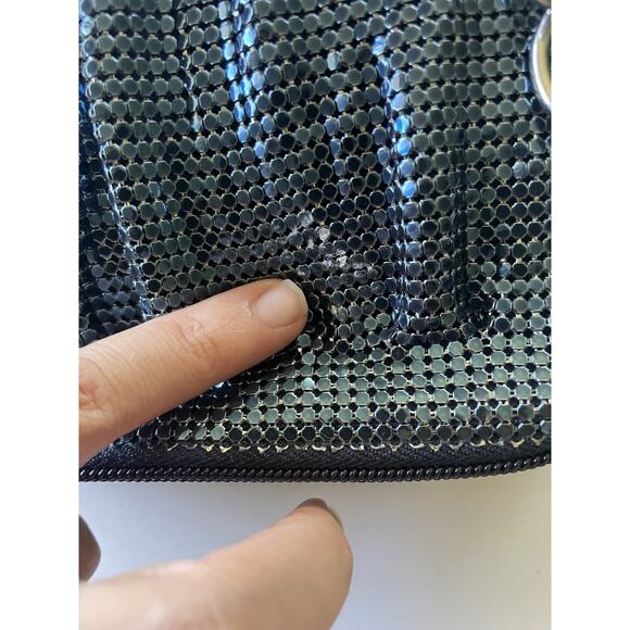 WD Whiting & Davis Blue Metalic Chain mail Mesh Shoulder Bag Evening Bag - Picture 6 of 16